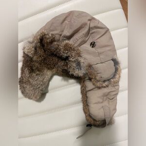 Vintage Style Trapper bomber winter hat with flaps Hat Fur Trim size L kids